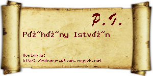 Páhány István névjegykártya